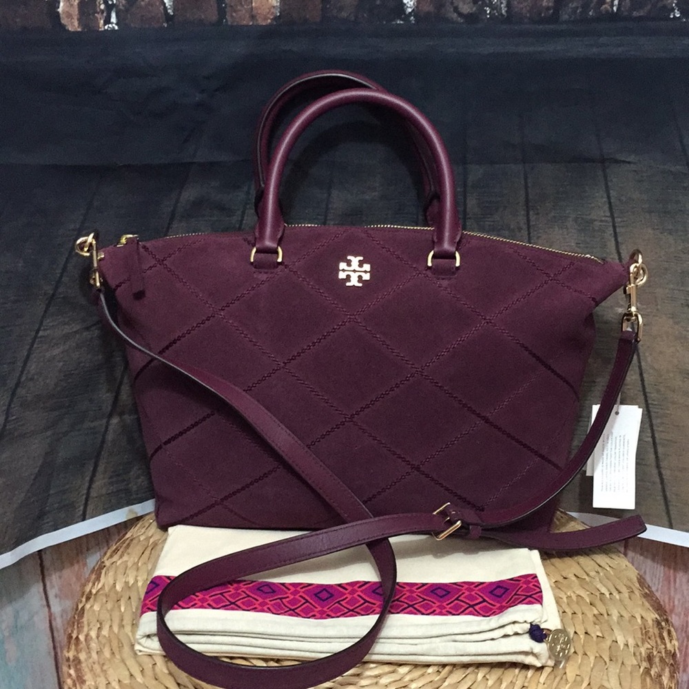 Tory Burch Frida Stitched Suede Satchel NWT